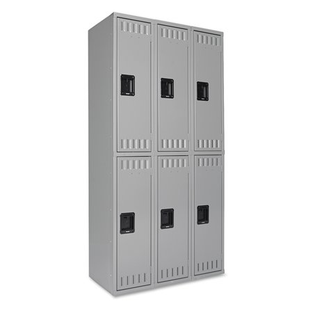 TENNSCO Double Tier Locker, Triple Stack, 36" W, 72" H, Medium Gray DTS121836CMG